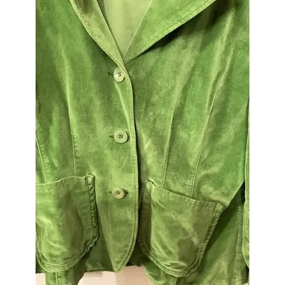 Sundance Vintage Y2K Leaf Green Velvet Blazer with Contrast Cuffs, 10 - Picture 5 of 8
